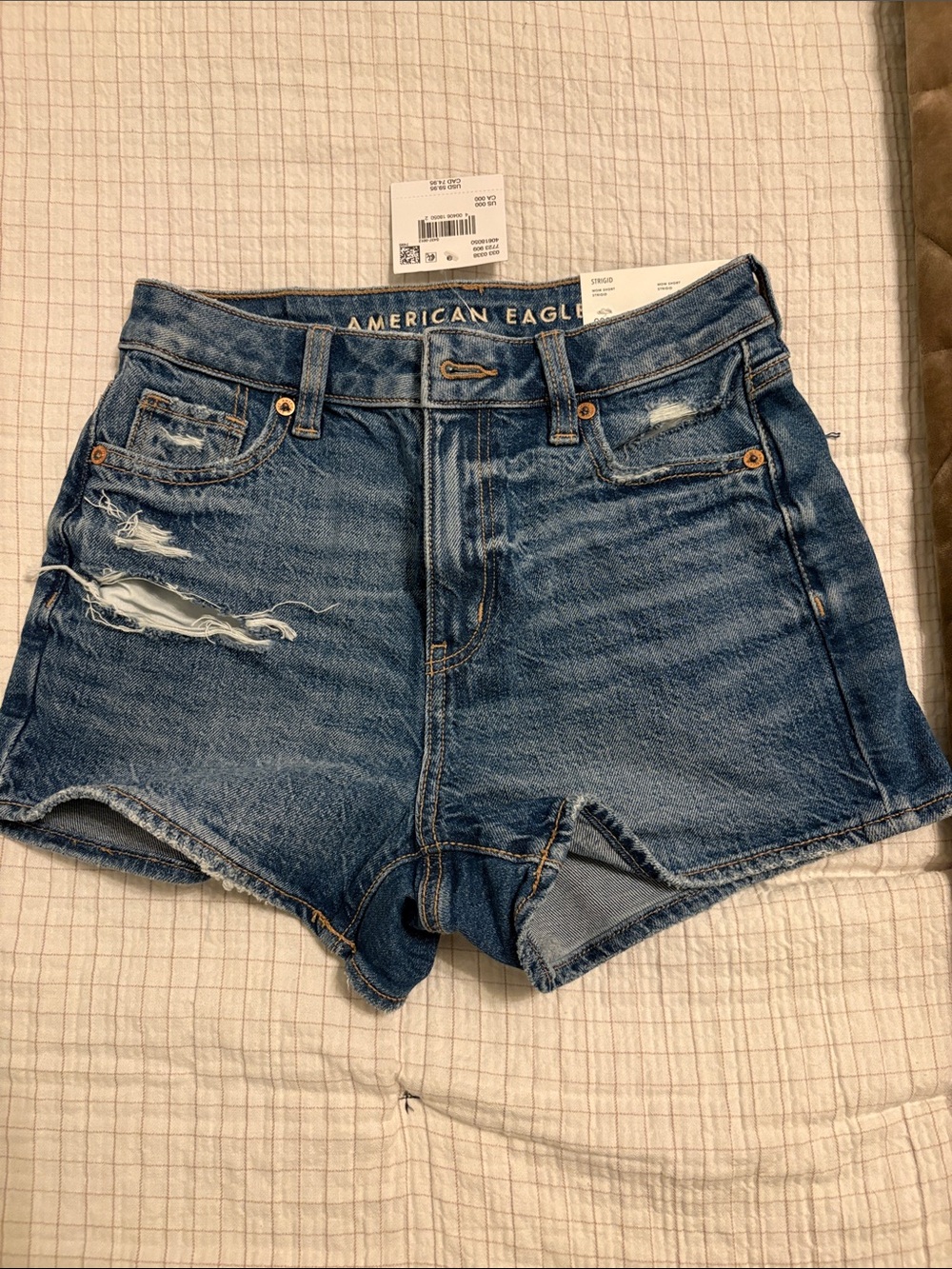 American Eagle Outfitters Distressed High-Rise Jean Shorts - Blue mom short